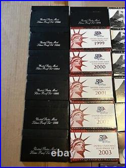 Lot of 30 1992-2022 US Mint Silver Proof Sets And 90/91 Proof Sets. No 2021 Set