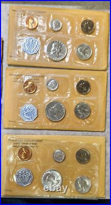 Lot of 5 Proof Sets 1957-1961 All Original 1960 Small Date