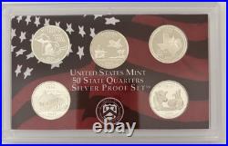 Lot of 5 US Mint 2004 to 2008 State Quarters Silver Proof Sets