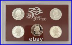 Lot of 5 US Mint 2004 to 2008 State Quarters Silver Proof Sets