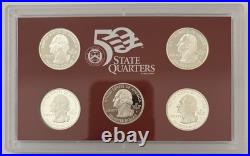 Lot of 5 US Mint 2004 to 2008 State Quarters Silver Proof Sets
