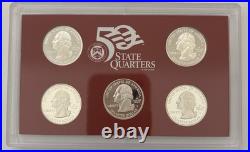 Lot of 5 US Mint 2004 to 2008 State Quarters Silver Proof Sets