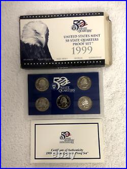 Lot of Eighteen (18) 1990s Clad, Silver, and State Quarters Proof Sets OGP + COA