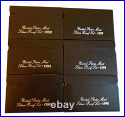 Lot of U. S. Mint Silver Proof Sets with Boxes & COA's 6 sets 92 93 96 96 98 98 Lot of U. S. Mint Silver Proof Sets with Boxes & COA's 6 sets 92 93 96 96 98 98
