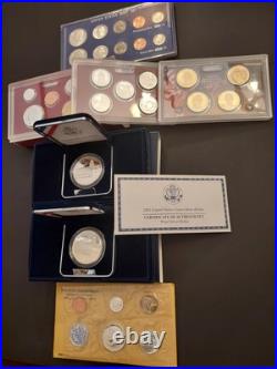 Lot of US Silver Proof Sets, 1964 Mint Sets & Proof Silver Dollars 90%