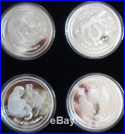 Lunar Set 12x 2 oz proof silver coin collection 2008-2019, coinbox, CoA very rar