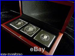 Mexico SILVER SKULL 3 Coin PROOF Set DISCO DE LA MUERTE Palau Memento Killer