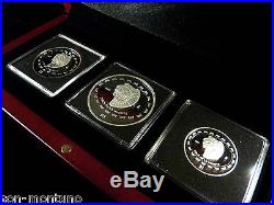 Mexico SILVER SKULL 3 Coin PROOF Set DISCO DE LA MUERTE Palau Memento Killer