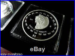 Mexico SILVER SKULL 3 Coin PROOF Set DISCO DE LA MUERTE Palau Memento Killer