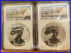 NGC PF70 American Eagle 2021 1 oz Silver Reverse Proof 2ps Coin Designer Set 70