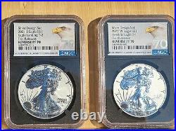 NGC PF70 FR Eagle 2021 1 oz Silver Reverse Proof 2 Coin Designer Set Ship6 Now