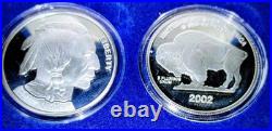 National Collector's Mint 2002 Silver Buffalo Proof Set. 999 Pure Silver With Box