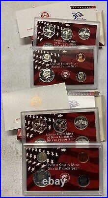 Nice lot of 2 1999-S Silver 9 Coin Proof Sets in OGP Free US Shipping ZC