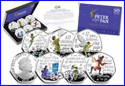 Official 2019 Peter Pan Silver Proof 50p Coloured Coin Set Full set