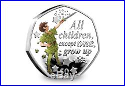 Official 2019 Peter Pan Silver Proof 50p Coloured Coin Set Royal Mint -Ltd Edt