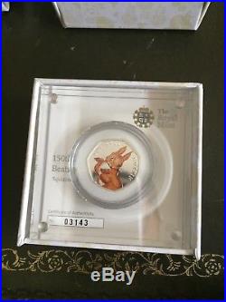 Peter Rabbit 2016 FULL SET of 4. Beatrix Potter colour silver proof 50p. Rare