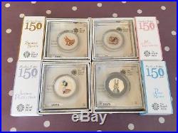 Peter Rabbit 2016 Set of 4 Beatrix Potter 150 Anniversary Silver Proof 50p Coins
