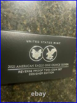 Pre-sale 2021 Reverse Proof American Silver Eagle Designer 2pc Set NGC PF70 ER