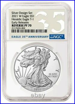 PreSale 2021 Silver Eagle Reverse Proof 2 Coin Set Designer Edition NGC PF70 ER