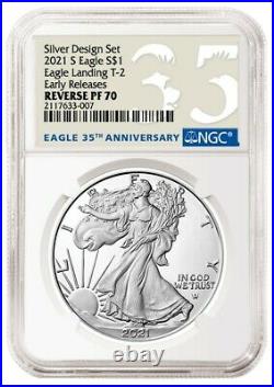 PreSale 2021 Silver Eagle Reverse Proof 2 Coin Set Designer Edition NGC PF70 ER