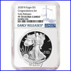 Presale 2020-W Proof $1 American Silver Eagle Congratulations Set NGC PF70UC B