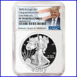 Presale 2020-W Proof $1 American Silver Eagle Congratulations Set NGC PF70UC T
