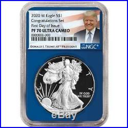 Presale 2020-W Proof $1 American Silver Eagle Congratulations Set NGC PF70UC T