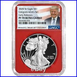Presale 2020-W Proof $1 American Silver Eagle Congratulations Set NGC PF70UC T