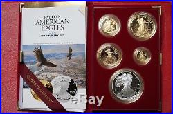 Proof Set 1995 W 5 Coin Anniversary Set 4 Gold Coins + 1 Silver American Eagle