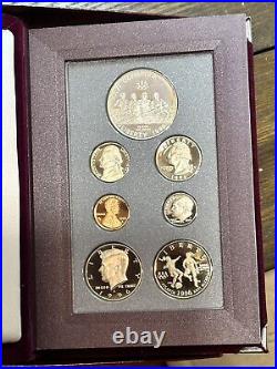 RARE 1996 S Prestige Proof Set 90% Silver Dollar. 7 Coins WithCOA