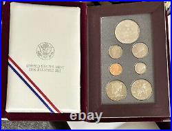 RARE 1996 S Prestige Proof Set 90% Silver Dollar. 7 Coins WithCOA