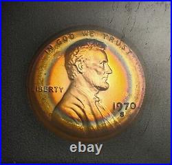 Rainbow Toned 1970-S Proof Set With Incredible Target Toned Cent Must $ee WOW