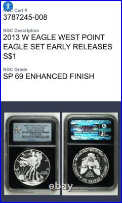 Rev Proof Enhance Finish 2013 W $1 Silver Eagle Set SP/PF69 Silver Star SPOTLESS