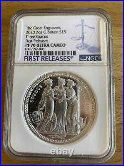 Royal Mint Great Engravers Three Graces 2020 Silver Proof 2oz Coin NGC PF70