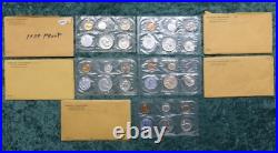 Run of 5 Sets, 1959, 1960, 1961, 1962, 1963 US Mint Silver Proof Sets, Envelopes Run of 5 Sets, 1959, 1960, 1961, 1962, 1963 US Mint Silver Proof Sets, Envelopes