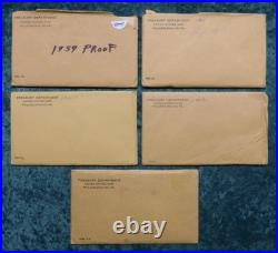 Run of 5 Sets, 1959, 1960, 1961, 1962, 1963 US Mint Silver Proof Sets, Envelopes Run of 5 Sets, 1959, 1960, 1961, 1962, 1963 US Mint Silver Proof Sets, Envelopes
