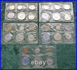 Run of 5 Sets, 1959, 1960, 1961, 1962, 1963 US Mint Silver Proof Sets, Envelopes Run of 5 Sets, 1959, 1960, 1961, 1962, 1963 US Mint Silver Proof Sets, Envelopes