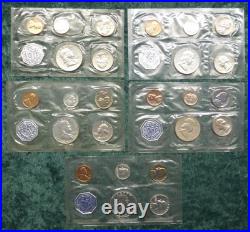 Run of 5 Sets, 1959, 1960, 1961, 1962, 1963 US Mint Silver Proof Sets, Envelopes Run of 5 Sets, 1959, 1960, 1961, 1962, 1963 US Mint Silver Proof Sets, Envelopes