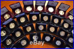 SET 1986 2019 S AMERICAN EAGLE PROOF SILVER DOLLAR in US MINT BOXES 34 COINS