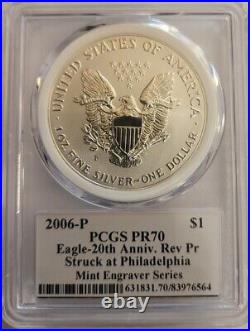 Silver Eagle Reverse $1 Proof Set 4 Coins 2006-2011-2012-2013 Mint Engravers