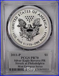 Silver Eagle Ultimate Reverse Proof 4 Coin Set PCGS PR70 Mercanti Mint Engraver