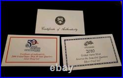Silver Proof Lot 2010, 2006, 1997 Silver Set And AMERICA THE BEAUTIFUL ONE Each