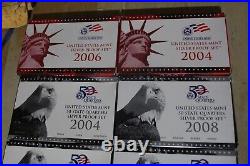 Silver Proof Set Lot (7 Sets) 2004, 2006, 2007, Silver Quarters Only 2004,5,6,8