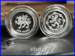 Silver Proof Set Piedforts Flawless Lion & Welsh Dragon 94/95 Rare Low Mint
