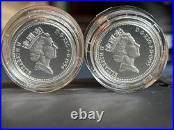 Silver Proof Set Piedforts Flawless Lion & Welsh Dragon 94/95 Rare Low Mint