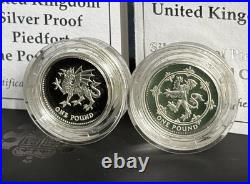 Silver Proof Set Piedforts Flawless Lion & Welsh Dragon 94/95 Rare Low Mint COAs