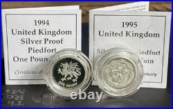 Silver Proof Set Piedforts Flawless Lion & Welsh Dragon 94/95 Rare Low Mint COAs