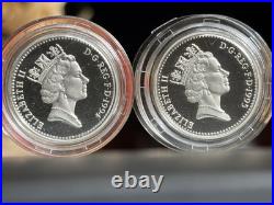 Silver Proof Set Piedforts Flawless Lion & Welsh Dragon 94/95 Rare Low Mint COAs