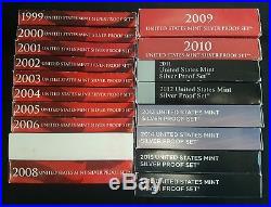 Silver Proof Sets from 1999-2016, All 18 sets