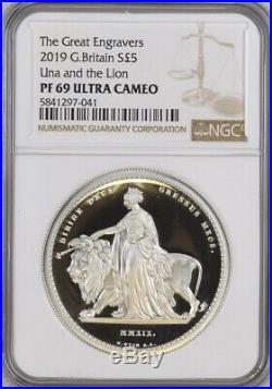 Silver Una and the Lion 2019, NGC Graded PF69 UCAM. Royal Mint Box & COA